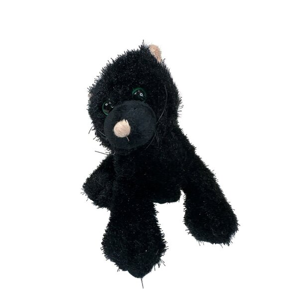 Ganz Webkinz Black Cat Plush Toy With Green Eyes 8” Stuffed Animal Soft - Picture 1 of 6